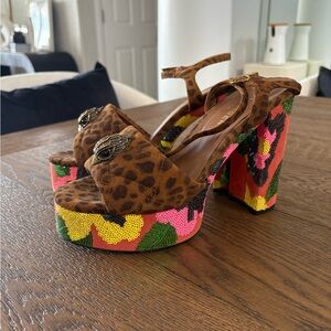 Kurt Geiger Brown and Multicolor Platform Heels